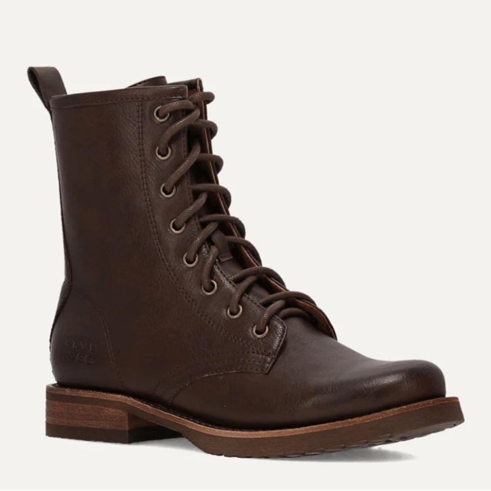FRYE AND CO. Dark Brown Leather Lace-Up Combat Boots - Picture 3 of 10